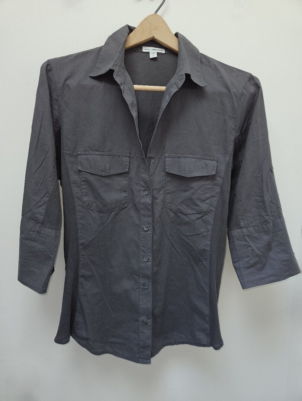 James Perse Contrast Ribbed Surplus Shirt XL READ